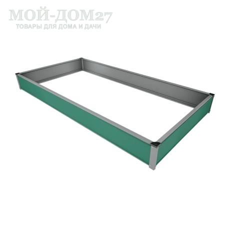 Оцинкованная грядка 1х4 метра | Мой-Дом27 | Длина: 4 метра. Ширина: 1 метр. Высота: 0,185 метра<br>
 Используется для грядок на открытом грунте<br>
Материал: Оцинкованная сталь с нанесенным на нее полимерным покрытием зеленого цвета снаружи грядки и белого с внутренней стороны